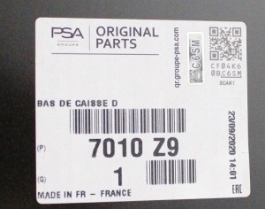 CITROEN C3 C-3 SC 2 II 2009-2016 próg słupek prawy 7010Z9 4/4 MINIATURA