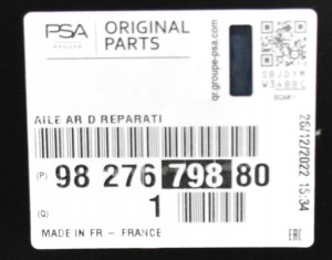 CITROEN BERLINGO 4 K9 L1 2018-2025 Tylny prawy błotnik 9827679880 3/3 MINIATURA