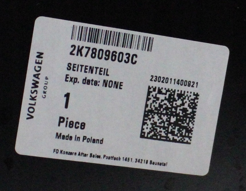 VW CADDY LIFE 5 V L1 2K7 2020-2026 tylny tył błotnik lewy 2K7809603C 4/4